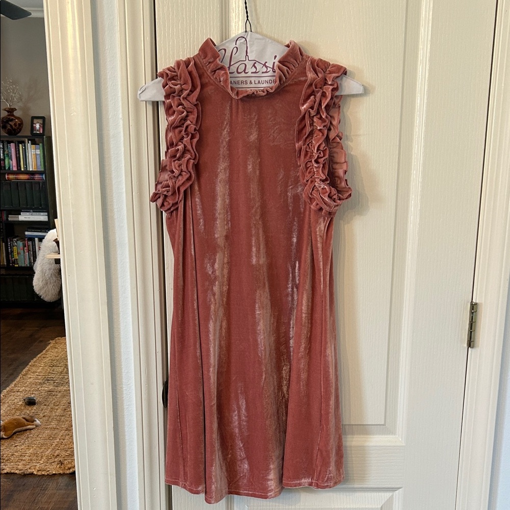 TCEC Velvet Dress in Soft Pink